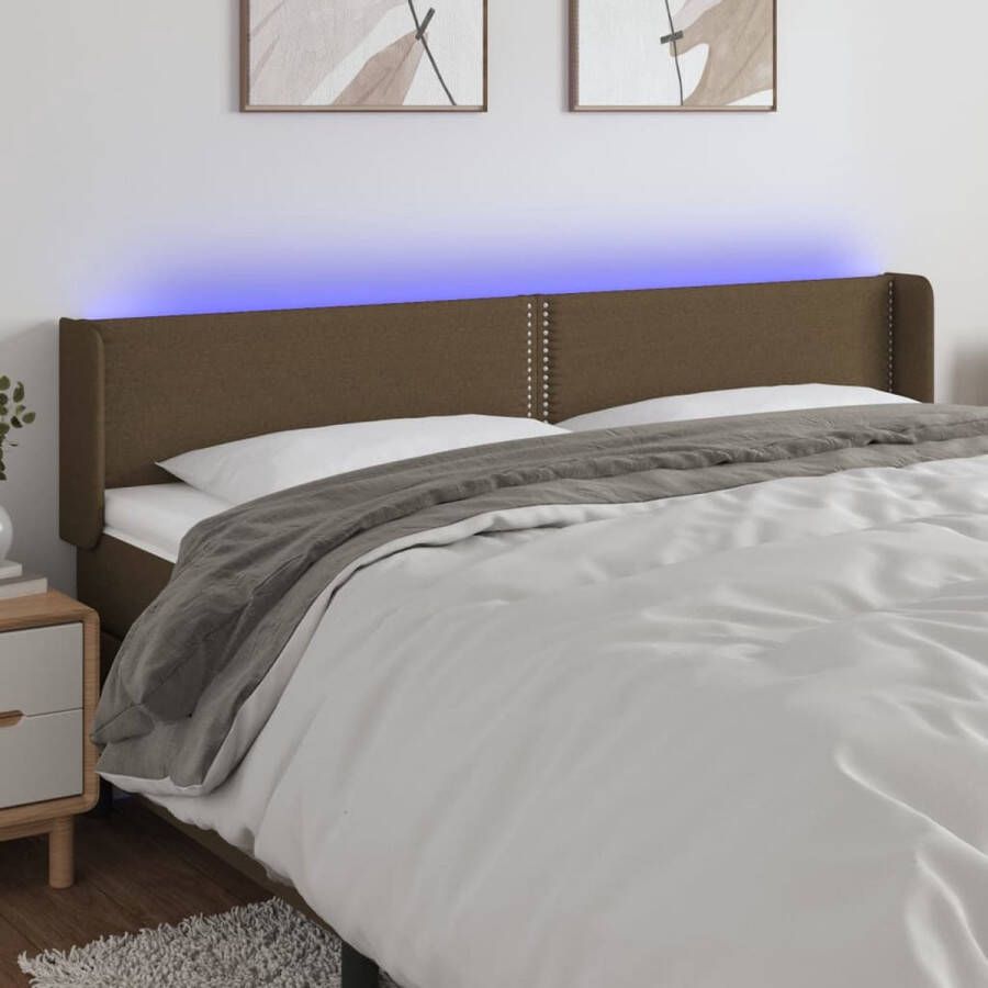 The Living Store Hoofdbord Bruin LED-verlichting Verstelbaar Duurzaam materiaal Comfortabele ondersteuning Snijdbare LED-strip