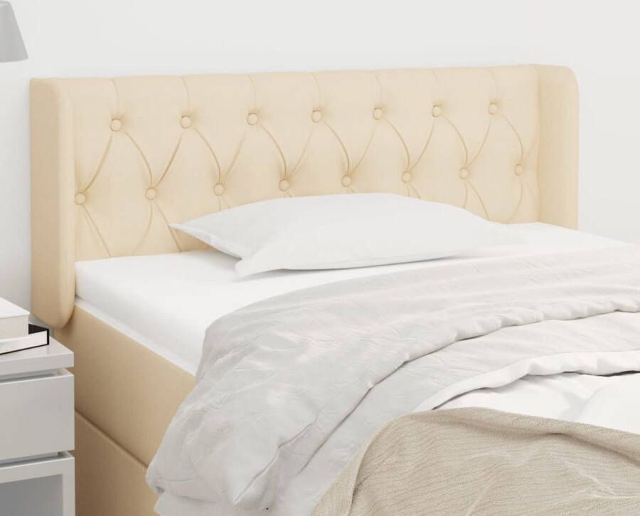 The Living Store Hoofdbord met randen 93x16x78 88 cm stof crèmekleurig Hoofd Bord Hoofdkussen Beddecoratie Bedroom Decor Slaapkamervloer - Foto 2