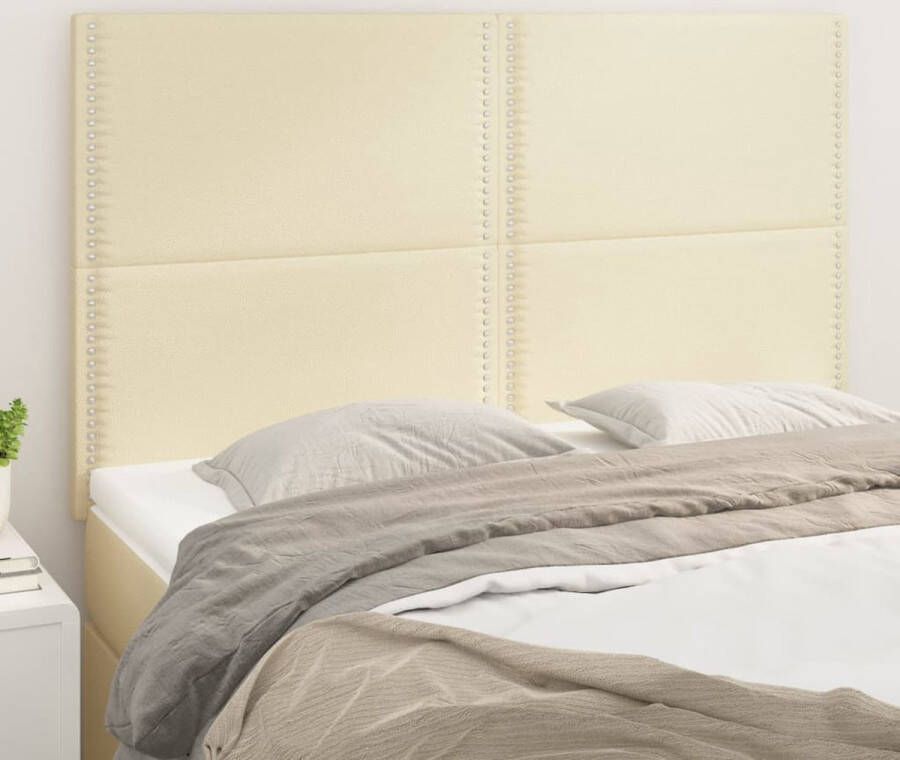 The Living Store Hoofdbord Classic Crème 144 x 5 x 118 128 cm Kunstleer Houten poten