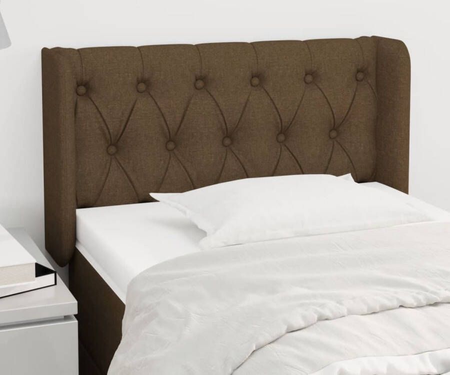 The Living Store Hoofdbord met randen 83x16x78 88 cm stof donkerbruin Hoofd Bord Hoofdeinde Bed Accessoires Donkere Meubels Stoffen Hoofdborden - Foto 2