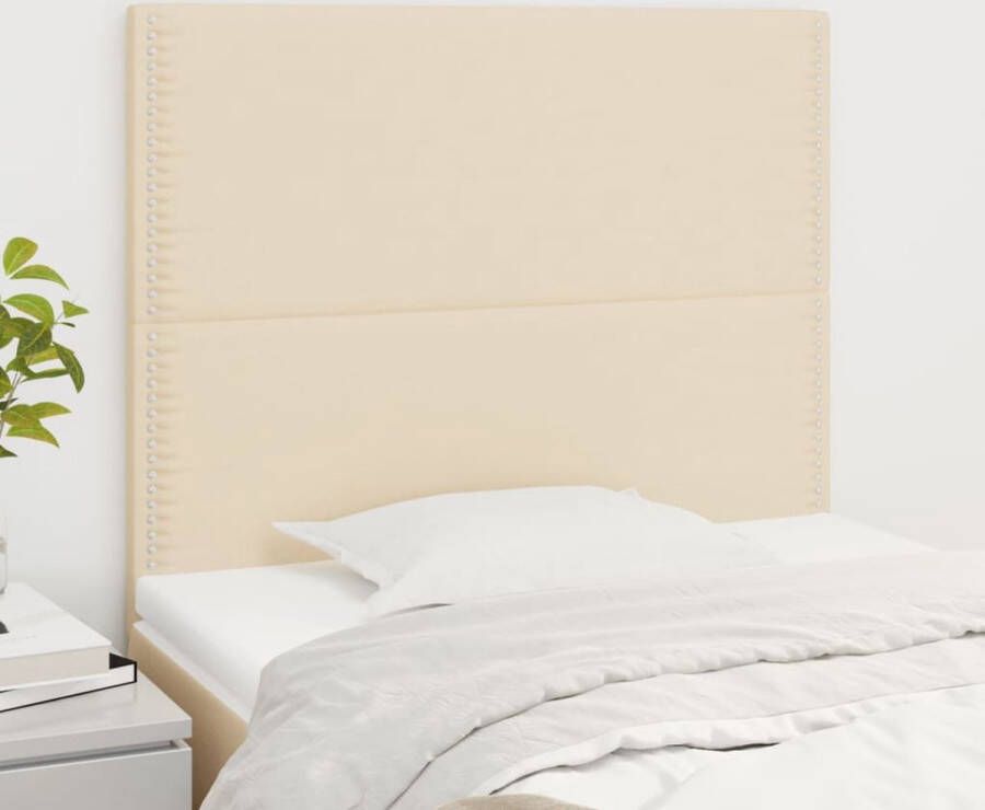 The Living Store Hoofdbord Gestoffeerd Crème 90 x 5 x 118 128 cm Stabiliteit en comfort Hoofd Bord Hoofdkussen Stoffen Hoofdbord Creme Kleur Beddecoratie