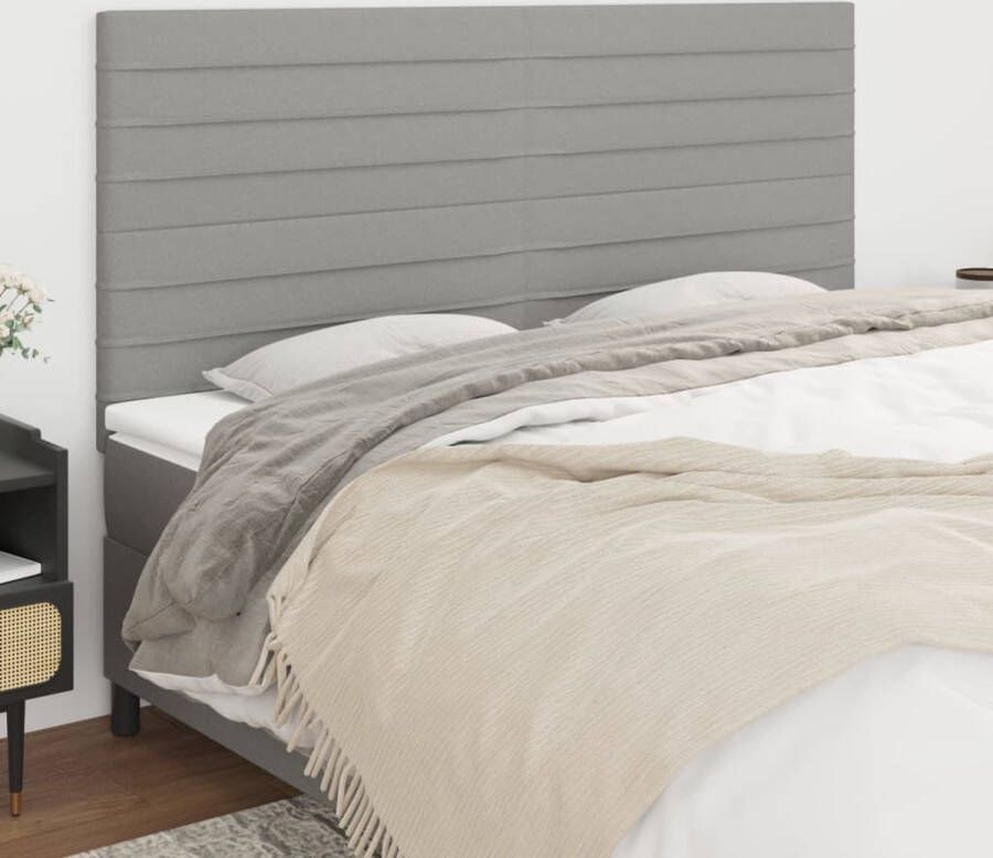 The Living Store Hoofdbord Hoofdborden 200x5cm Lichtgrijs Stof Larikshout Hoofd Bord Hoofdborden Beddecoratie Stoffen Hoofdborden Grijs Hoofdbord - Foto 4