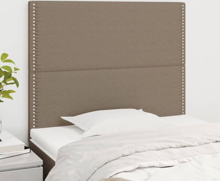 The Living Store Hoofdbord Hoofdeind 2x Taupe 100 x 5 x 118 128 cm Stof hout