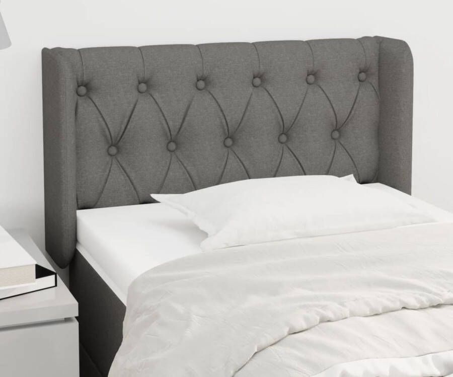 The Living Store Hoofdbord Hoofdeind en rand 83 x 16 x 78 88 cm Duurzaam stof Verstelbare hoogte Donkergrijs Hoofd Bord Hoofdeinde Beddecoratie Slaapkamers Donkere Kleuren - Foto 2