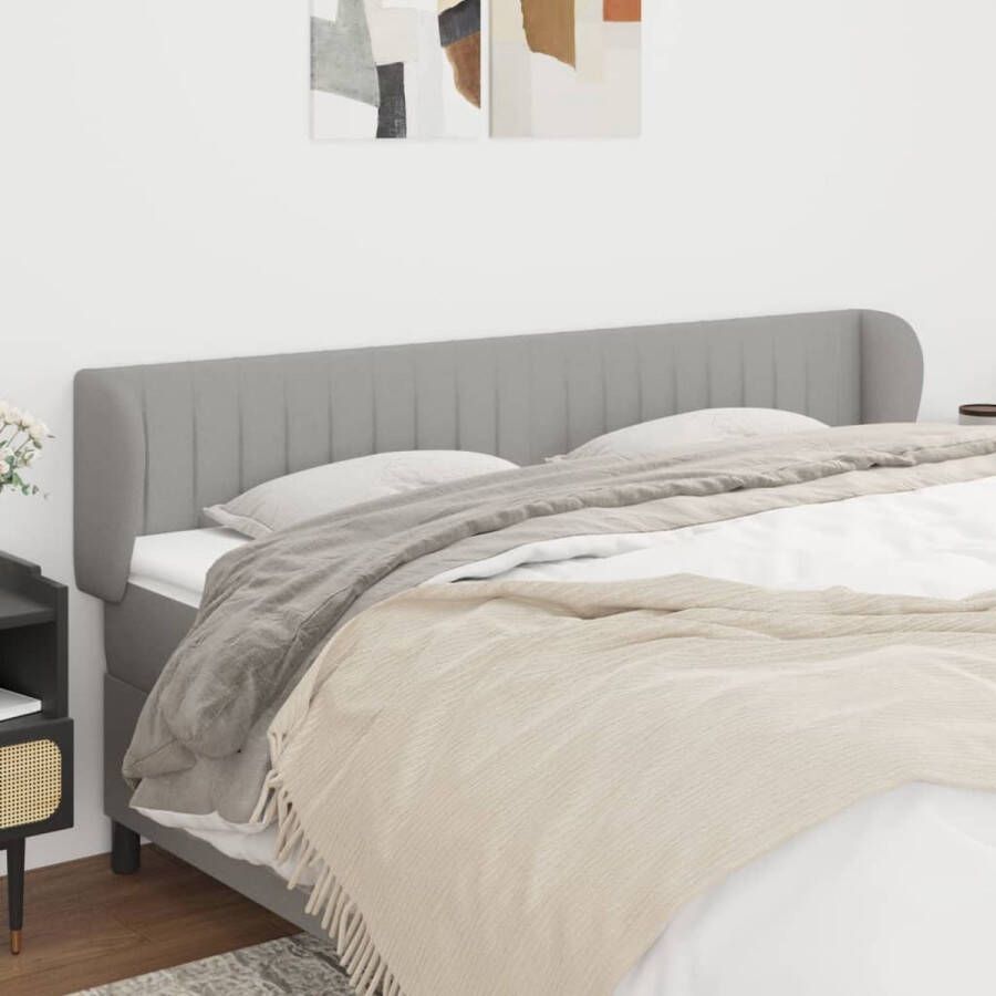 The Living Store Hoofdbord klassiek bed afmeting- 183x23x78 88 cm kleur- lichtgrijs materiaal- stof hout larikshout ken- verstelbare hoogte
