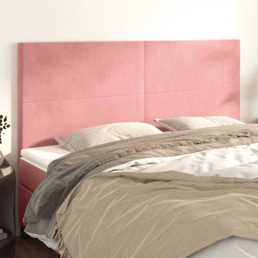 The Living Store Hoofdbord Klassiek Bed Afmeting- 200x118 128cm Ken- Roze stof Materiaal- Polyester