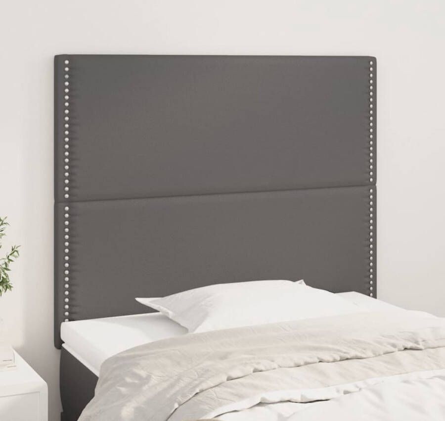 The Living Store Hoofdborden 2 st 100x5x78 88 cm kunstleer grijs Hoofd Bord Hoofdkussen Beddecoratie Klassiek Bed Kunstleder Bed