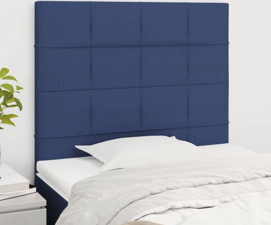 The Living Store Hoofdbord Klassiek ontwerp Blauw 90 x 5 x 118 128 cm Stof