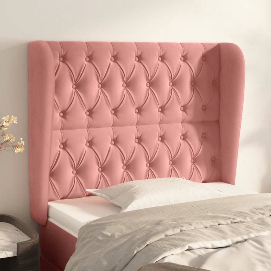 The Living Store Hoofdbord Klassiek Roze Fluweel Verstelbaar Stevige Poten Comfortabele Ondersteuning 93x23x118 128 cm