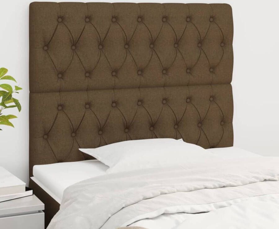 The Living Store Hoofdbord donkerbruin 90 x 7 x 118 128 cm Stof Houten poten Verstelbare hoogte Hoofd Bord Hoofdborden Beddengoed Slaapkamers Interieurdecoratie