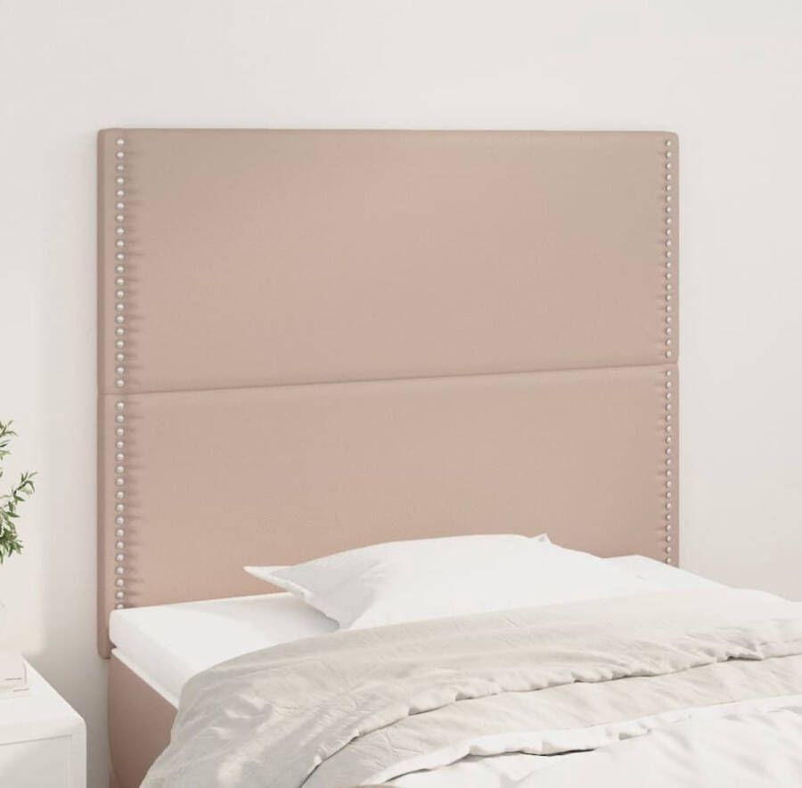 The Living Store Hoofdbord Kunstleer Verstelbaar Stevige poten Cappuccino 100x5x118 128 cm Set van 2 Hoofd Bord Kapstok Bedroom Decor Bruine Meubels Lederlook