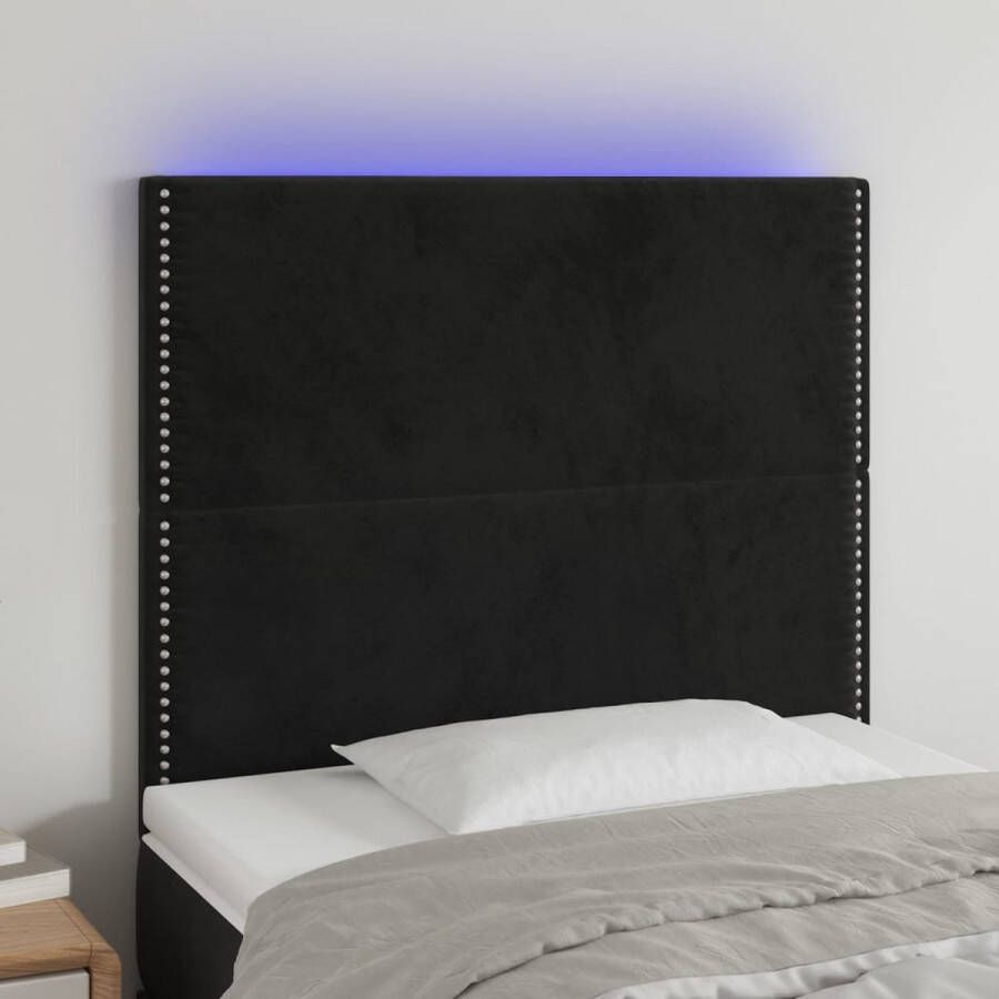 The Living Store Hoofdeinde Zwart Stof 100x5x118 128 cm Verstelbaar hoofdbord LED-verlichting