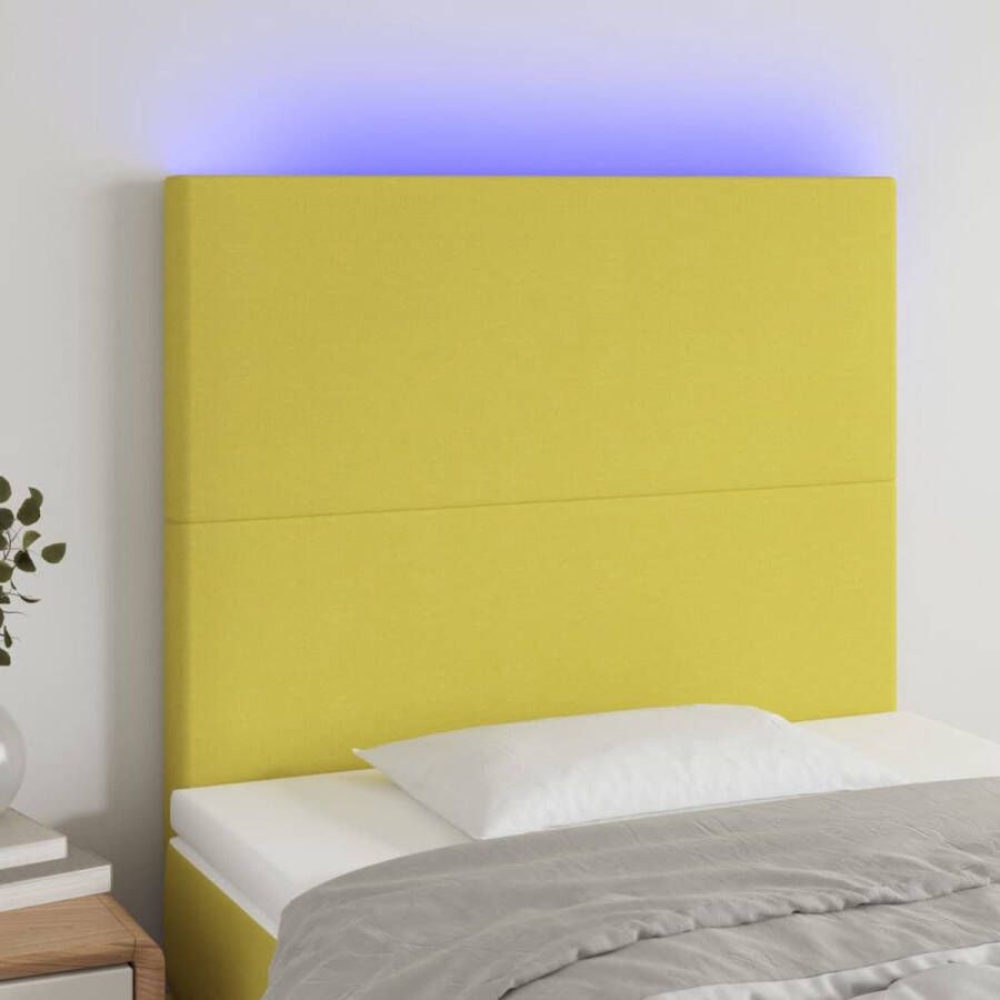 The Living Store Hoofdbord LED 100x5x118 128 cm stof groen Bedonderdeel