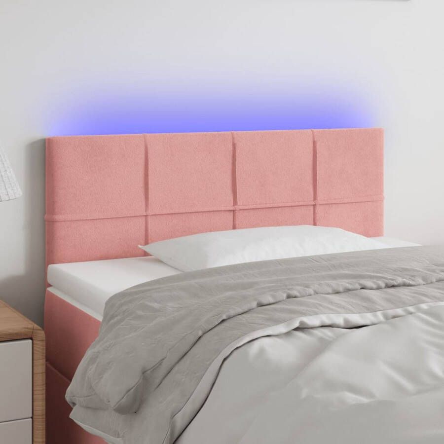 The Living Store Hoofdbord LED 100x5x78 88 cm fluweel roze Bedonderdeel