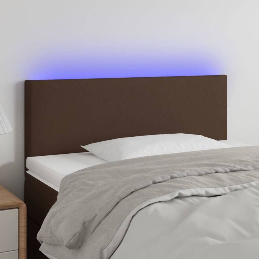 The Living Store Hoofdbord LED 100x5x78 88 cm kunstleer bruin Bedonderdeel