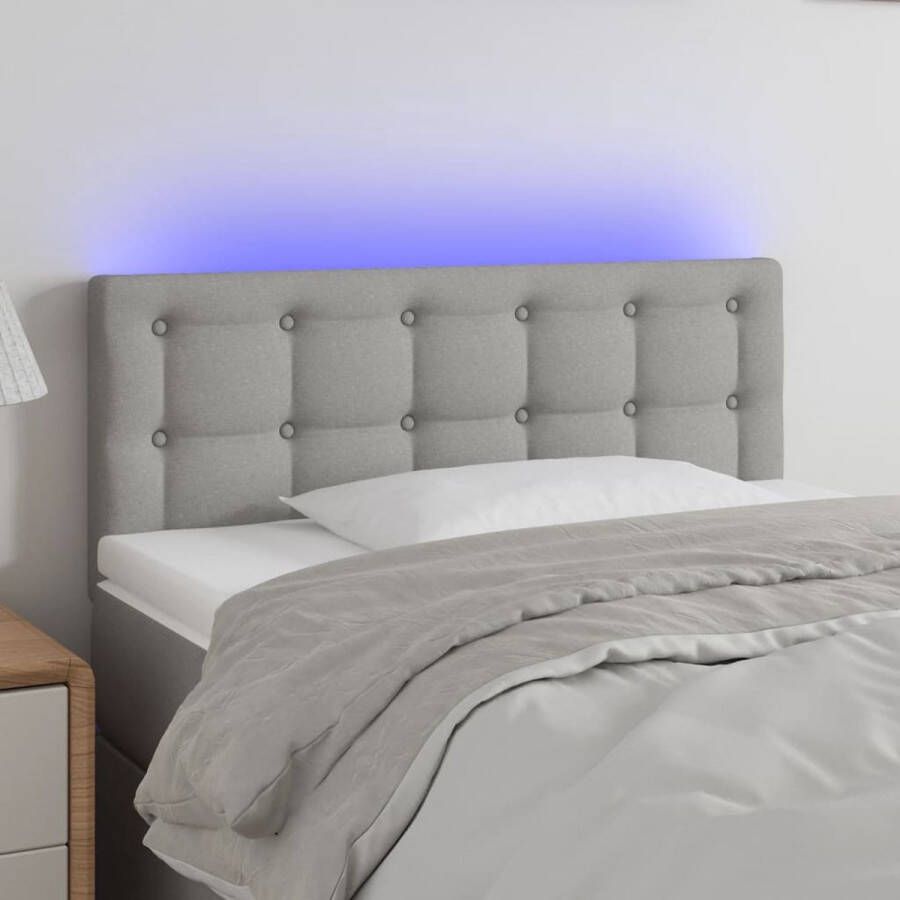 The Living Store Hoofdeind LED Lichtgrijs 100 x 5 x 78 88 cm Verstelbaar Duurzaam Hoofd Bord Led Hoofdbord Grijs Beddecoratie Headboard Slaapkamers Decoratie - Foto 2