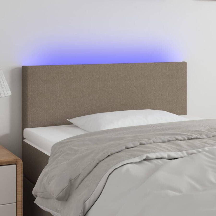 The Living Store Hoofdbord LED 100x5x78 88 cm stof taupe Bedonderdeel