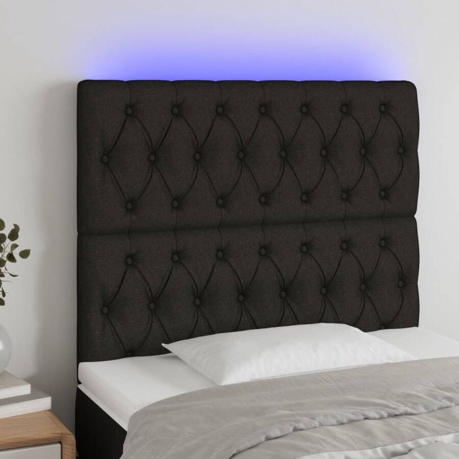 The Living Store Hoofdbord LED 100x7x118 128 cm stof zwart Bedonderdeel