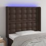 The Living Store Hoofdbord LED 103x16x118 128 cm kunstleer bruin Bedonderdeel - Thumbnail 1