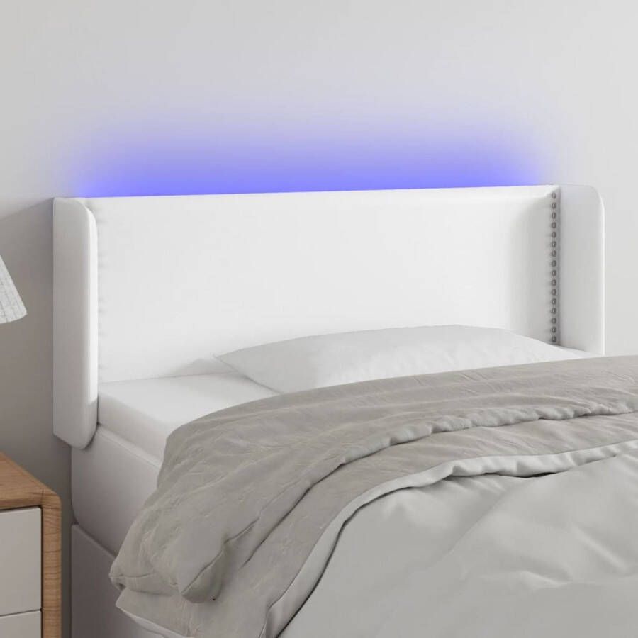 The Living Store Hoofdbord LED-Strip Verstelbaar Duurzaam kunstleer Kleurrijke LED-verlichting Wit 103 x 16 x 78 88 cm IP65
