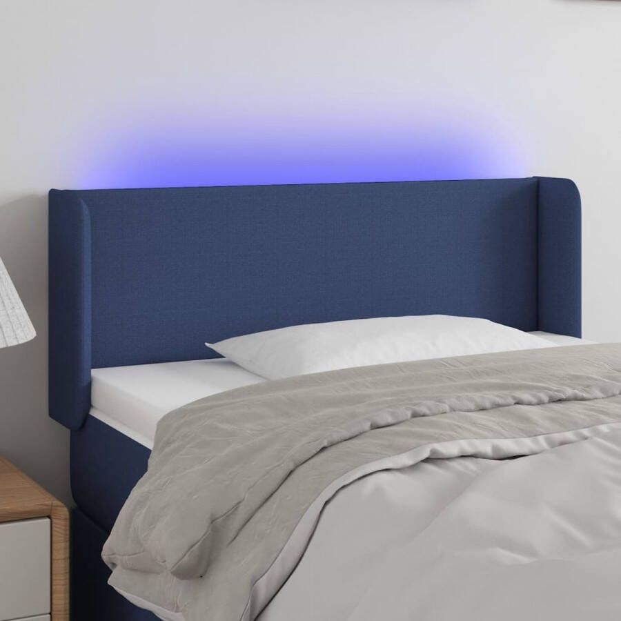 The Living Store Hoofdbord LED 103x16x78 88 cm stof blauw Bedonderdeel