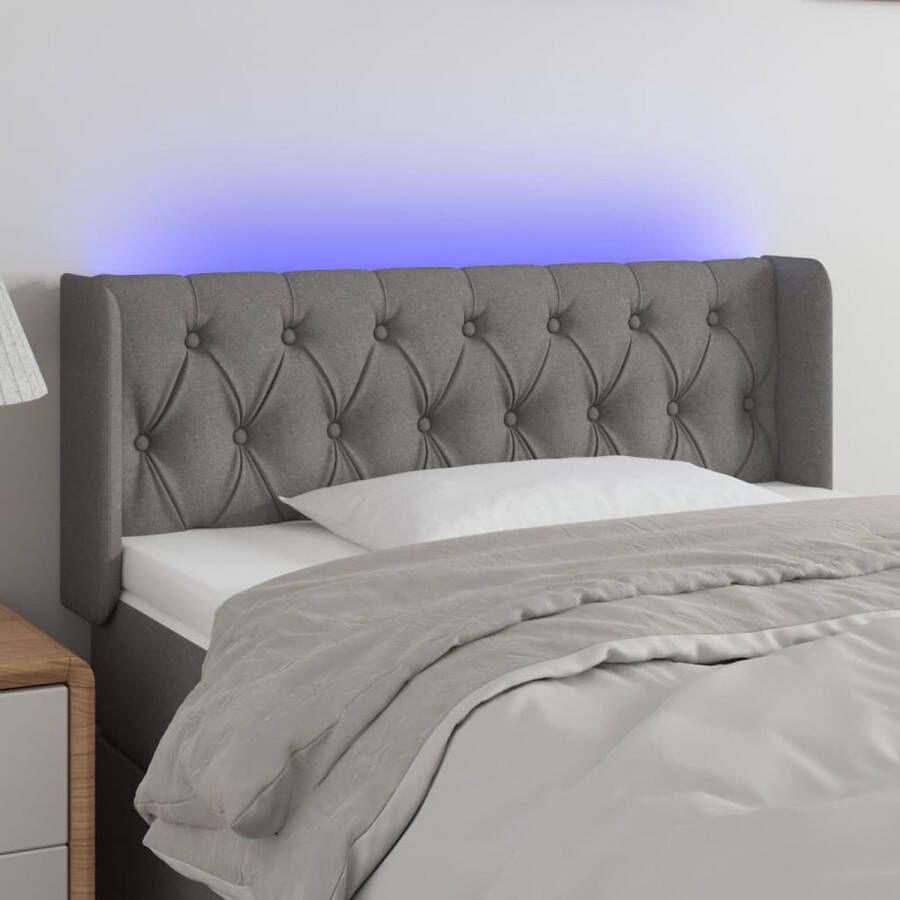 The Living Store Hoofdbord LED Donkergrijs 103 x 16 x 78 88 cm Verstelbaar Duurzaam Kleurrijke LED Verlichting Snijdbare LED Strip