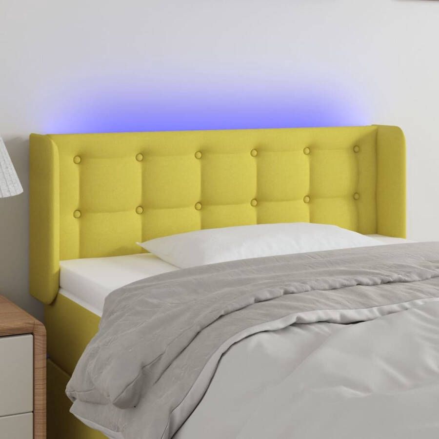 The Living Store Hoofdbord LED 103x16x78 88 cm stof groen Bedonderdeel