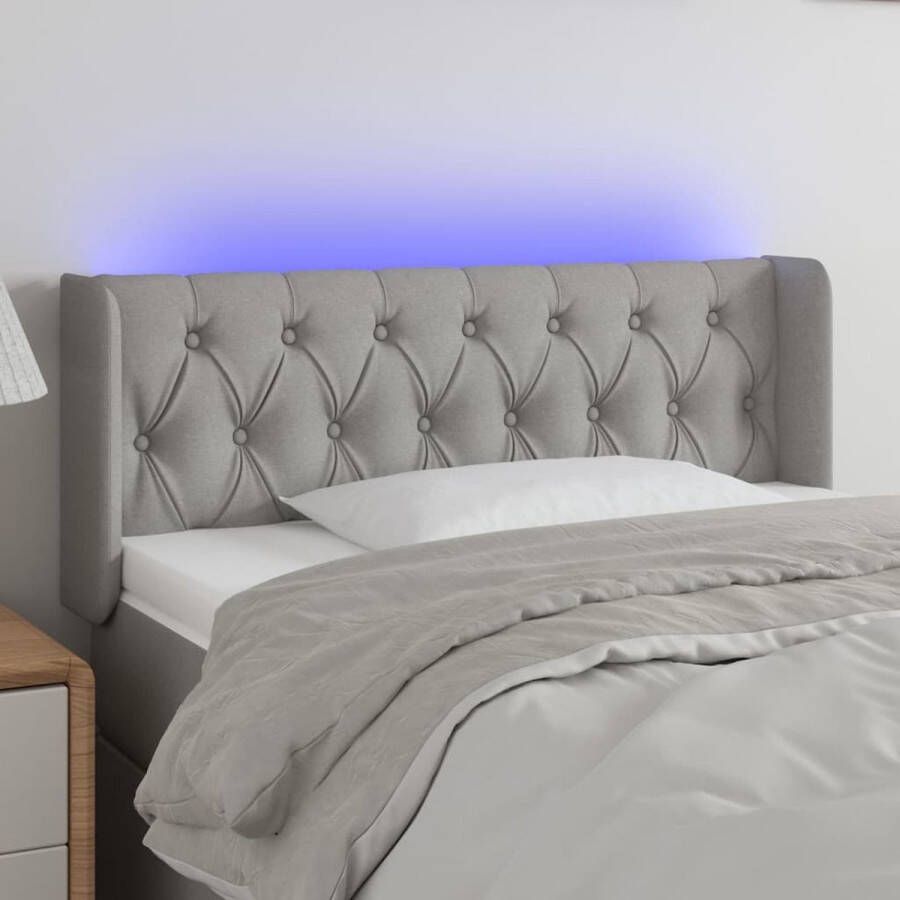 The Living Store Hoofdbord LED 103x16x78 88 cm stof lichtgrijs Bedonderdeel