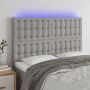The Living Store Hoofdbord LED 144x5x118 128 cm stof lichtgrijs Bedonderdeel - Thumbnail 1