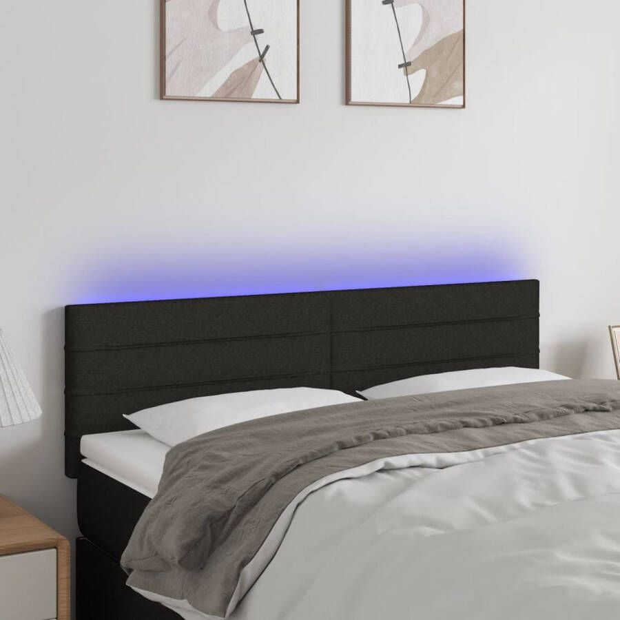 The Living Store hoofdeinde LED-hoofdbord 144 x 5 x 78 88 cm Verstelbaar Zwart Hoofdboard Led Headboard Hoofdbord Zwart Beddecoratie Slaapkamers - Foto 2