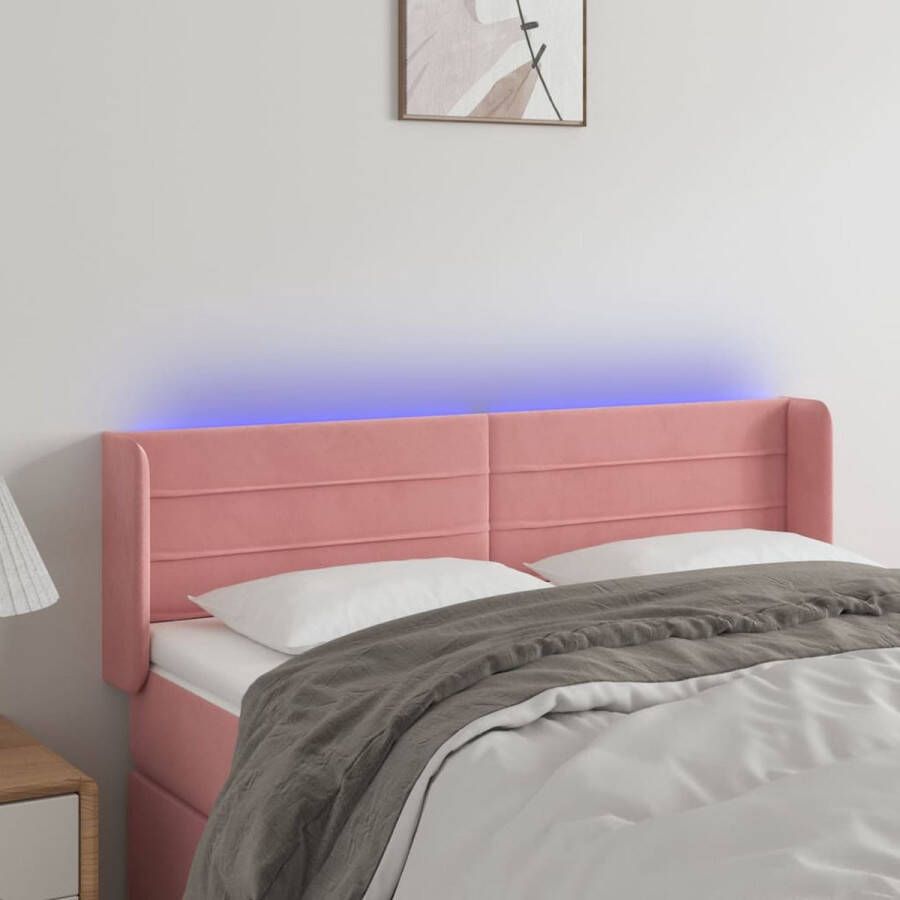 The Living Store Hoofdbord LED Verstelbare hoogte Zacht fluweel Comfortabele ondersteuning Snijdbare LED-strip