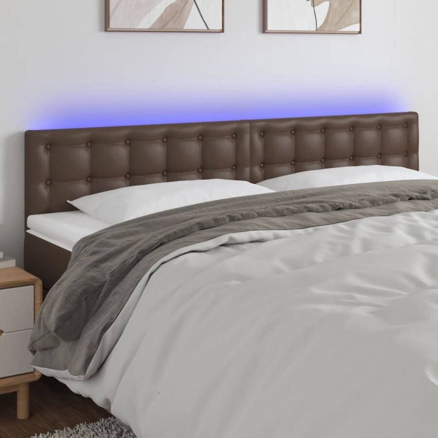 The Living Store Hoofdbord LED 160x5x78 88 cm kunstleer bruin Bedonderdeel