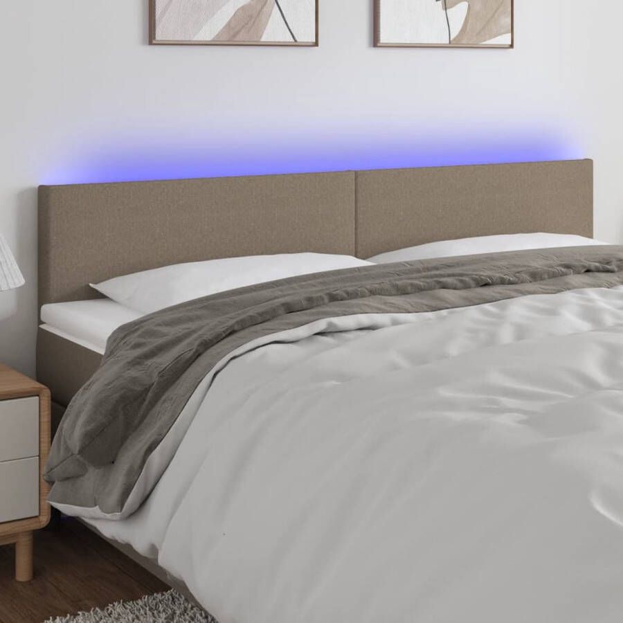The Living Store Hoofdbord LED 160x5x78 88 cm stof taupe Bedonderdeel