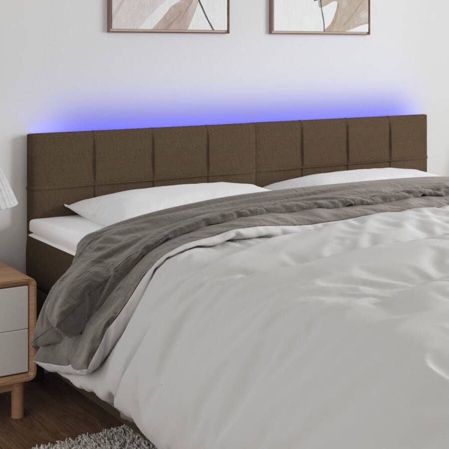 The Living Store Hoofdbord LED 160x5x78 88 cm stof taupe Bedonderdeel