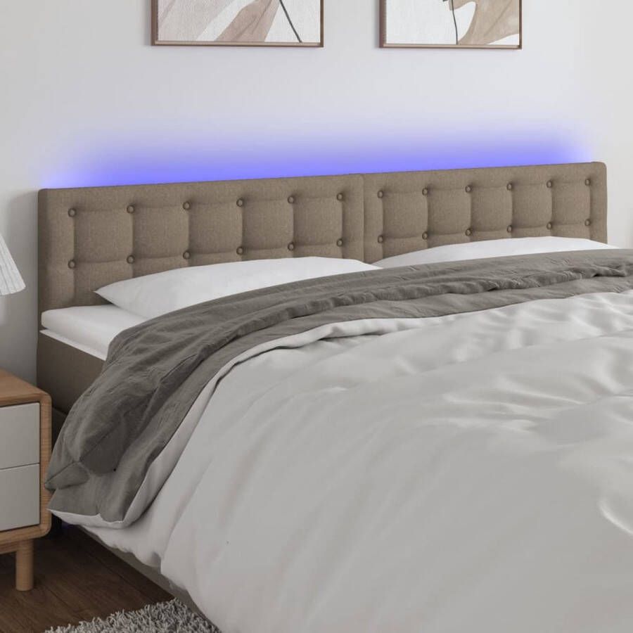 The Living Store Hoofdeind LED-strip 180 x 5 x 78 88 cm Kleur- taupe Duurzaam materiaal Kleurrijke LED-verlichting Hoofd Bord Led Hoofdbord Met Verlichting Slaap Kamer Decoratie Led Lamp Headboard - Foto 2