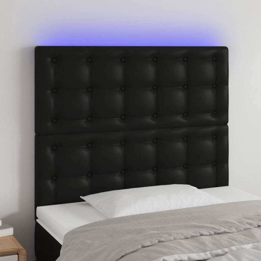 The Living Store Hoofdbord LED 80x5x118 128 cm kunstleer zwart Bedonderdeel