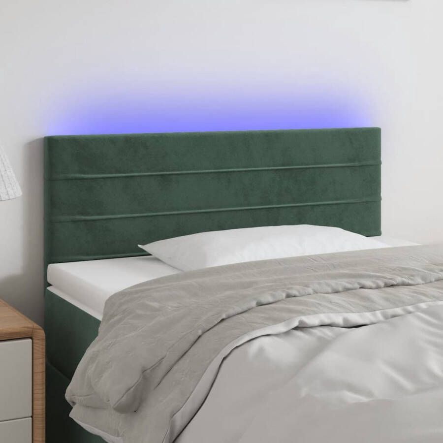 The Living Store Hoofdbord LED 80x5x78 88 cm fluweel donkergroen Bedonderdeel