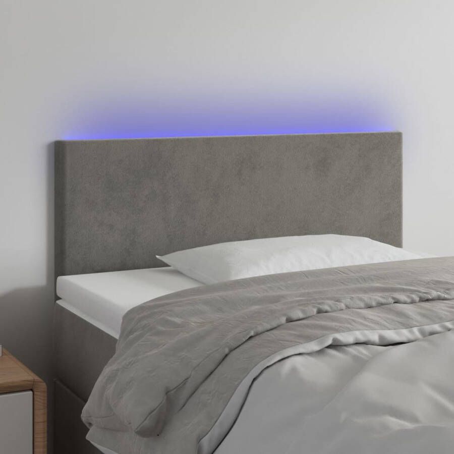 The Living Store Hoofdbord LED 80x5x78 88 cm fluweel lichtgrijs Bedonderdeel