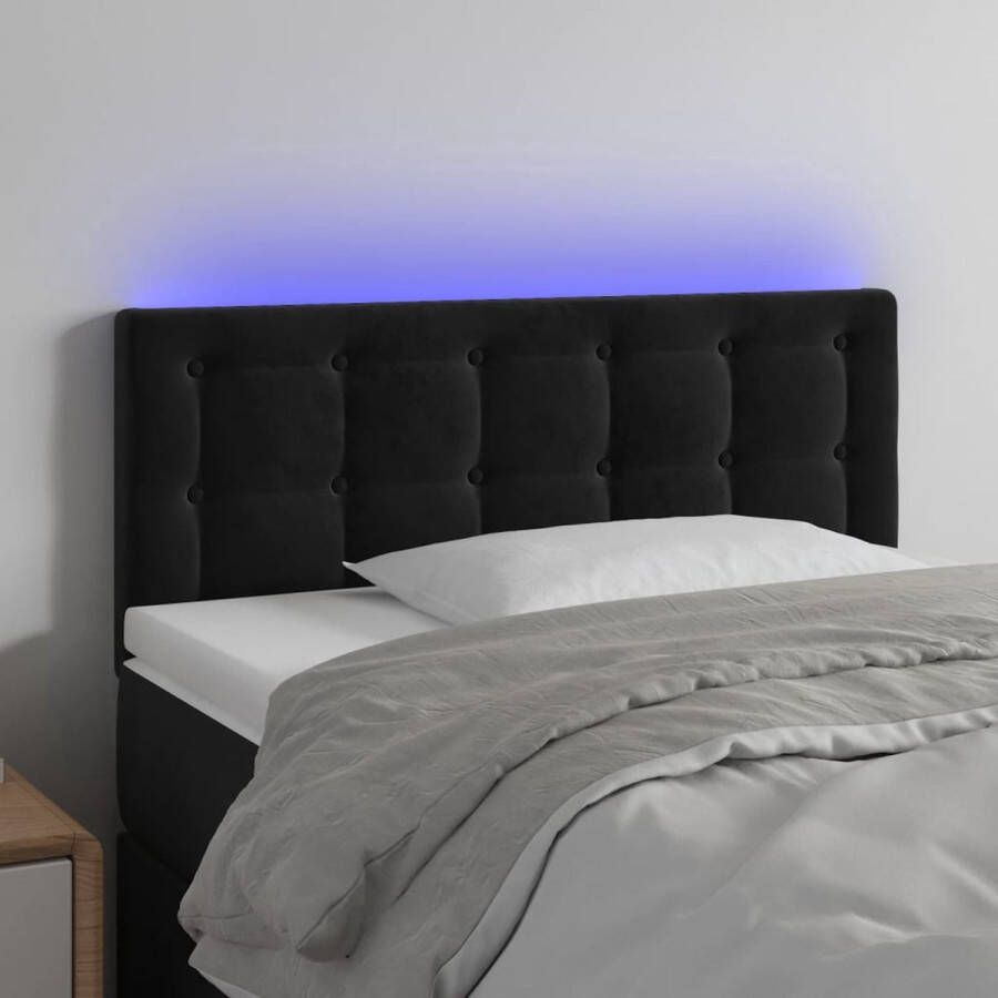 The Living Store Hoofdbord LED 80x5x78 88 cm fluweel zwart Bedonderdeel