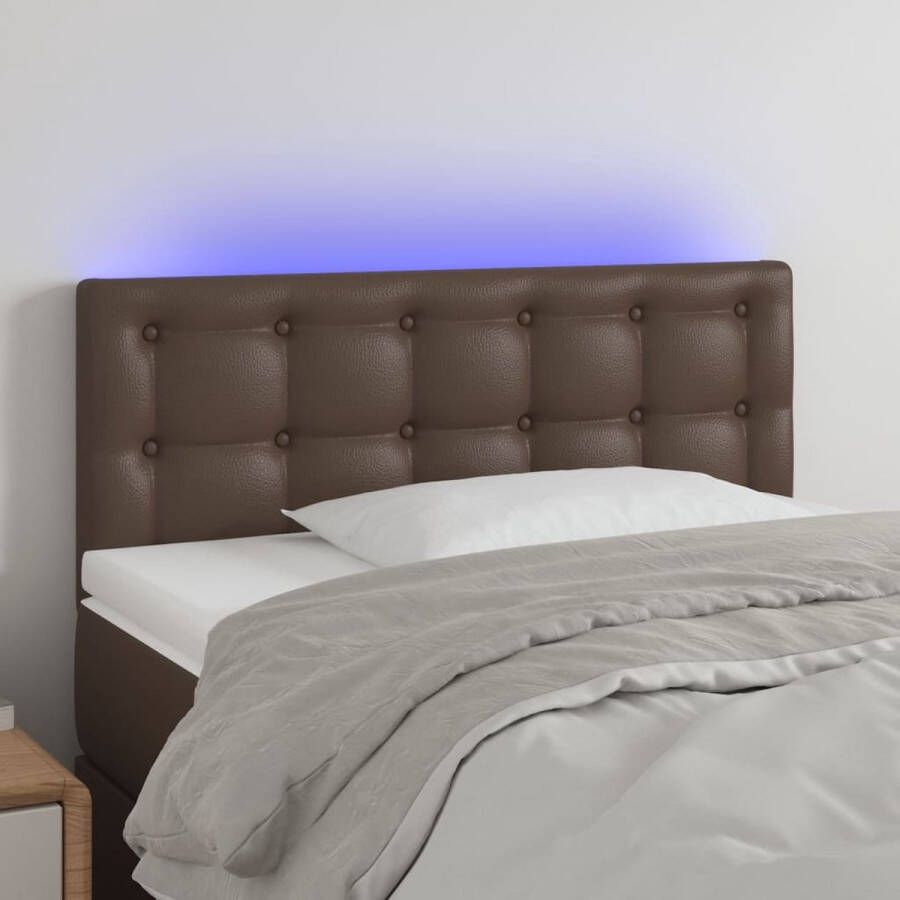 The Living Store Hoofdbord LED 80x5x78 88 cm kunstleer bruin Bedonderdeel