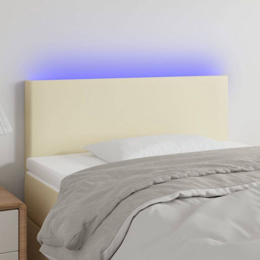 The Living Store Hoofdbord LED 80x5x78 88 cm kunstleer crèmekleurig Bedonderdeel