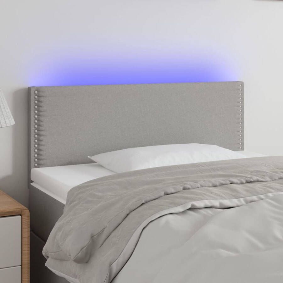 The Living Store Hoofdbord LED 80x5x78 88 cm stof lichtgrijs Bedonderdeel