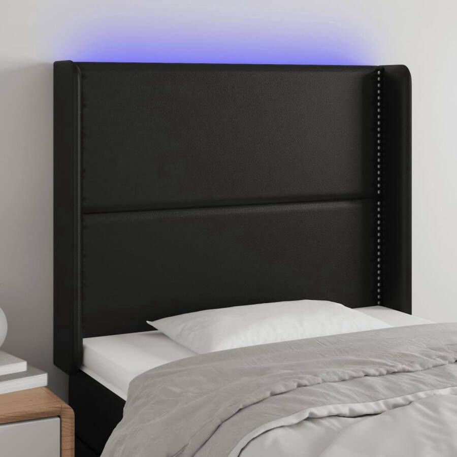 The Living Store Hoofdbord LED zwart 83x16x118 128 cm verstelbare hoogte duurzaam kunstleer kleurrijke LED-verlichting comfortabele ondersteuning snijdbare LED-strip