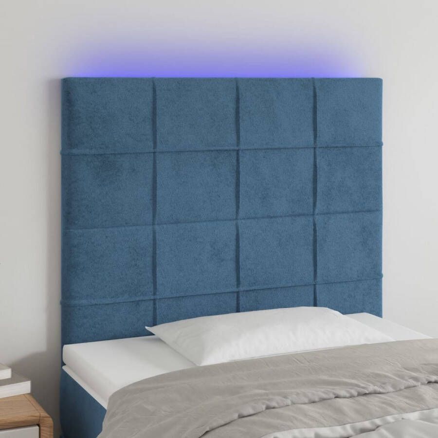 The Living Store Hoofdbord LED 90x5x118 128 cm fluweel donkerblauw Hoofd Bord Led Headboard Hoofdbord Blauw Hoofdbord Velvet Comfortabel Hoofdbord - Foto 2
