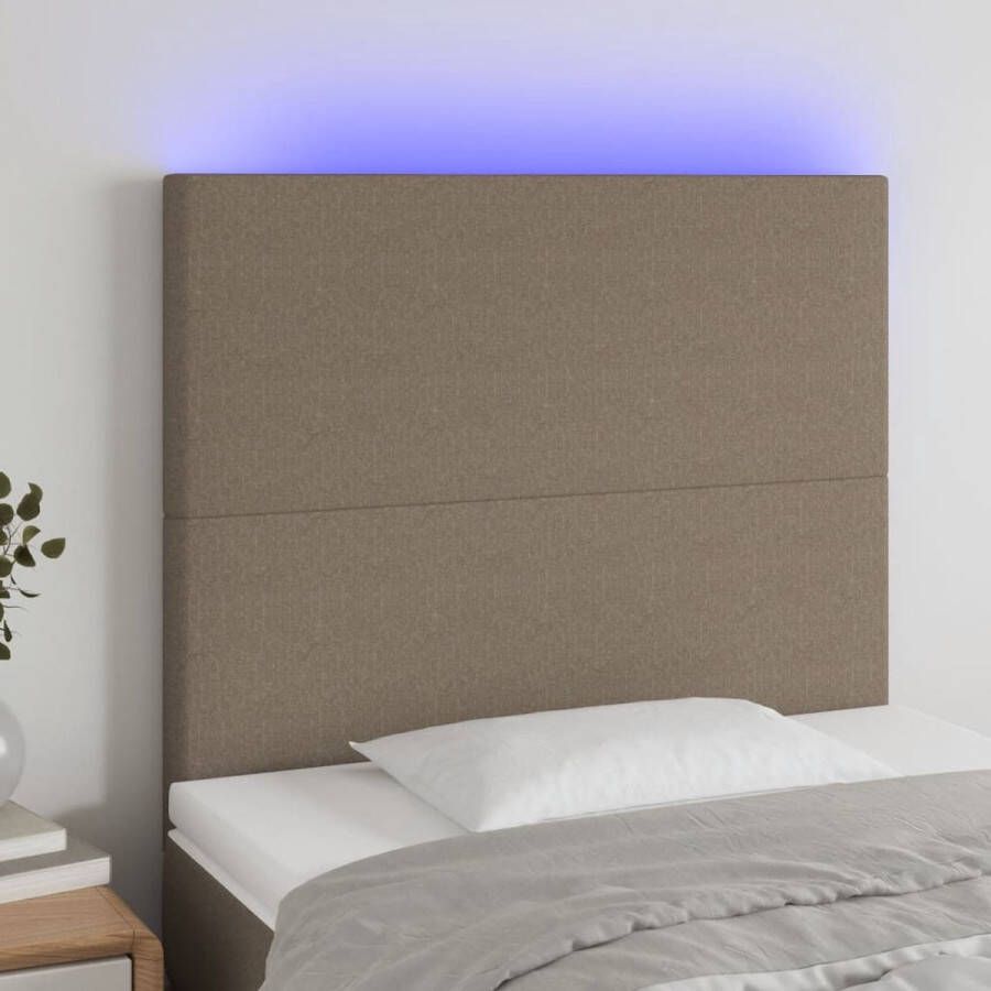 The Living Store Hoofdeind 90 x 5 x 118 128 cm Kleurrijke LED-verlichting Hoofdboard Led Verlichting Hoofdbord Taupe Beddecoratie Slaapkamers - Foto 2