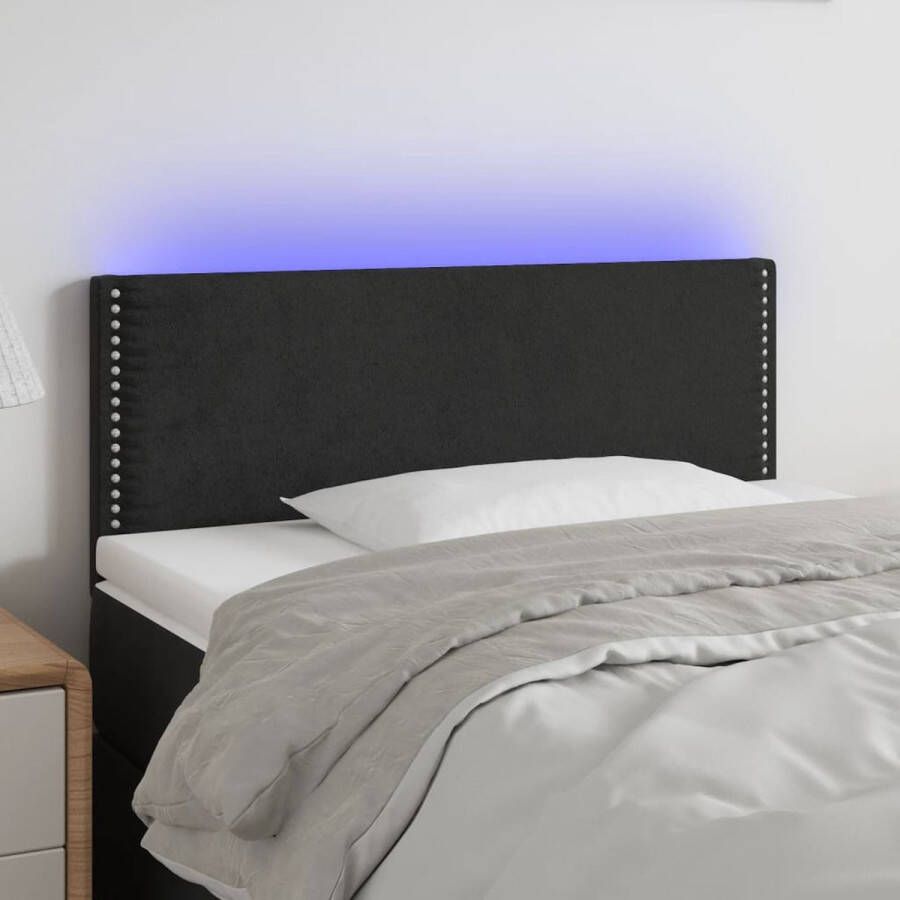 The Living Store Hoofdeind Velvet LED-strip 90 x 5 x 78 88 cm Zwart Hoofd Bord Velvet Hoofdbord Led Hoofdbord Zwart Hoofdbord Online Kopen - Foto 2