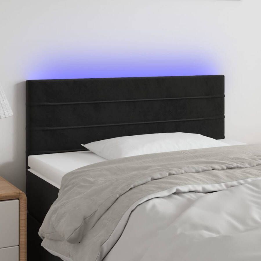 The Living Store Hoofdbord LED 90x5x78 88 cm fluweel zwart Bedonderdeel