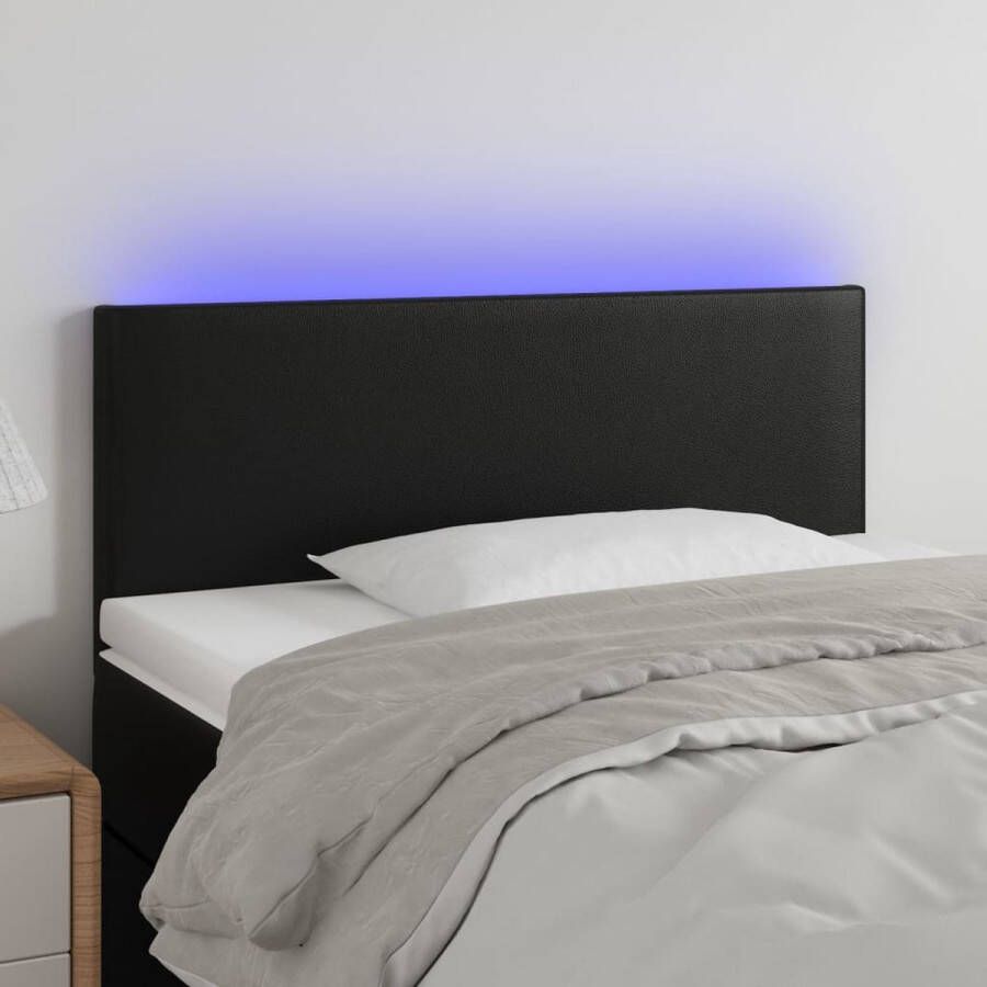 The Living Store Hoofdbord LED 90x5x78 88 cm kunstleer zwart Bedonderdeel