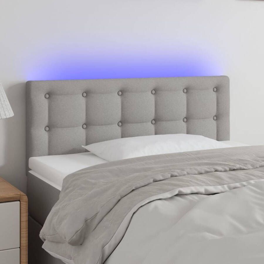 The Living Store Hoofdbord LED 90x5x78 88 cm stof lichtgrijs Bedonderdeel