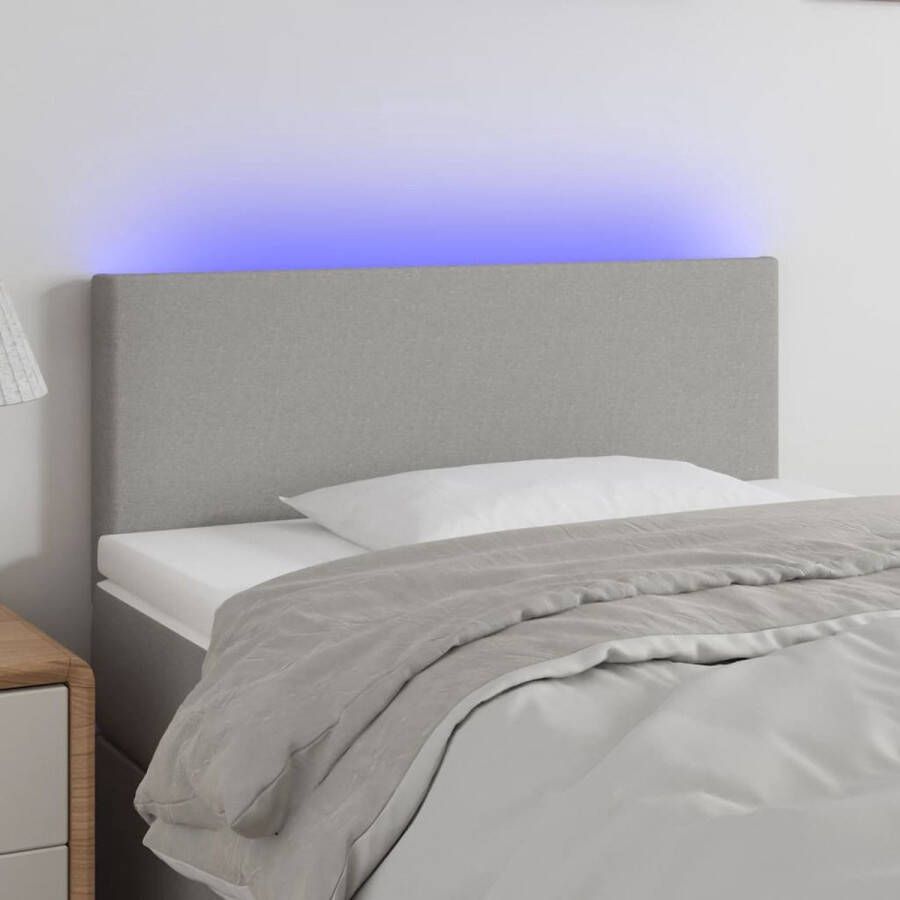 The Living Store Hoofdbord LED 90x5x78 88 cm stof lichtgrijs Bedonderdeel